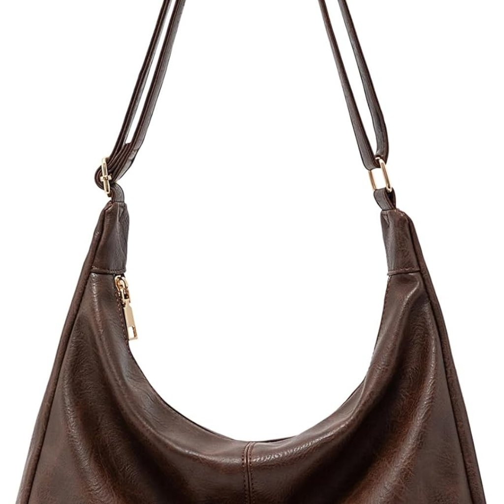 Hobo Bags For Women Foldable Vegan Leather Shoulder Handbag Slouchy Tote Crossbo